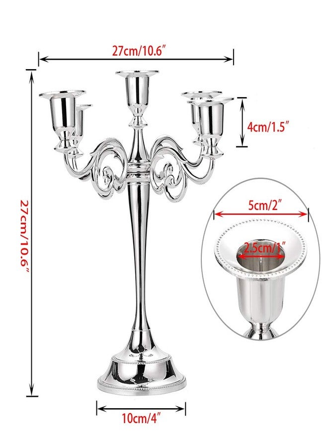 أونماي حامل شموع معدني فضي أنيق بخمسة أذرع من OwnMy، مناسب لتزيين طاولة الطعام أو المنزل في حفلات الكريسماس، لون فضي - Image 3